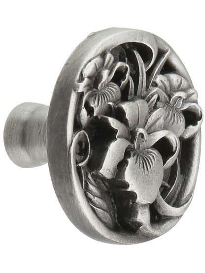 River Iris Cabinet Knob in Antique Pewter.